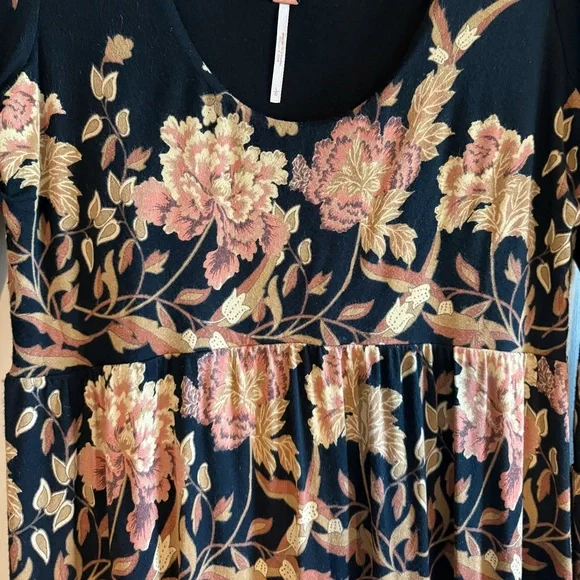 Free People Midnight Garden Floral Maxi Dress Bell Sleeve Boho Witchy L - Picture 4 of 6